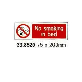  SIGN WHITE VINYL NO SMOKING IN BED 75X200MM