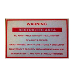 POSTER WARNING RESTRICTED AREA 250X400MM