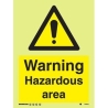 WARNING HAZARDOUS AREA HG 20*15