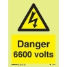 DANGER 6600 VOLTS HG 20*15