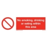 NO SMOKING DRINKING OR EATING WITHIN THIS AREA EJ 10*30